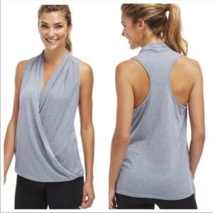 Fabletics Gray Aruba Deep V Draped Tank Top